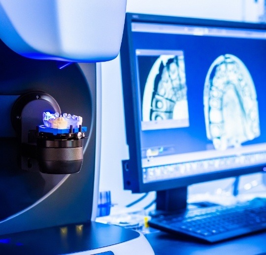 High tech machinery creating a denture