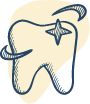 Animated tooth with sparkle representing cosmetic dentistry