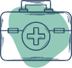 Animated medical bag representing emergency dentistry