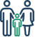 Animated parents and child holding hands icon