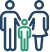 Parents and child holding hands icon