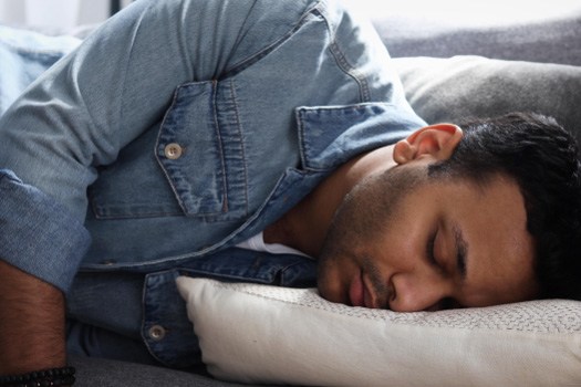 Person resting comfortably in bed